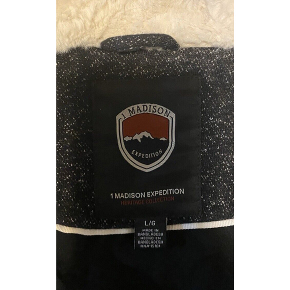 1 Madison Expedition Jacket Womens Large Black/Grey Sherpa Lined Hooded Coat - Picture 6 of 15